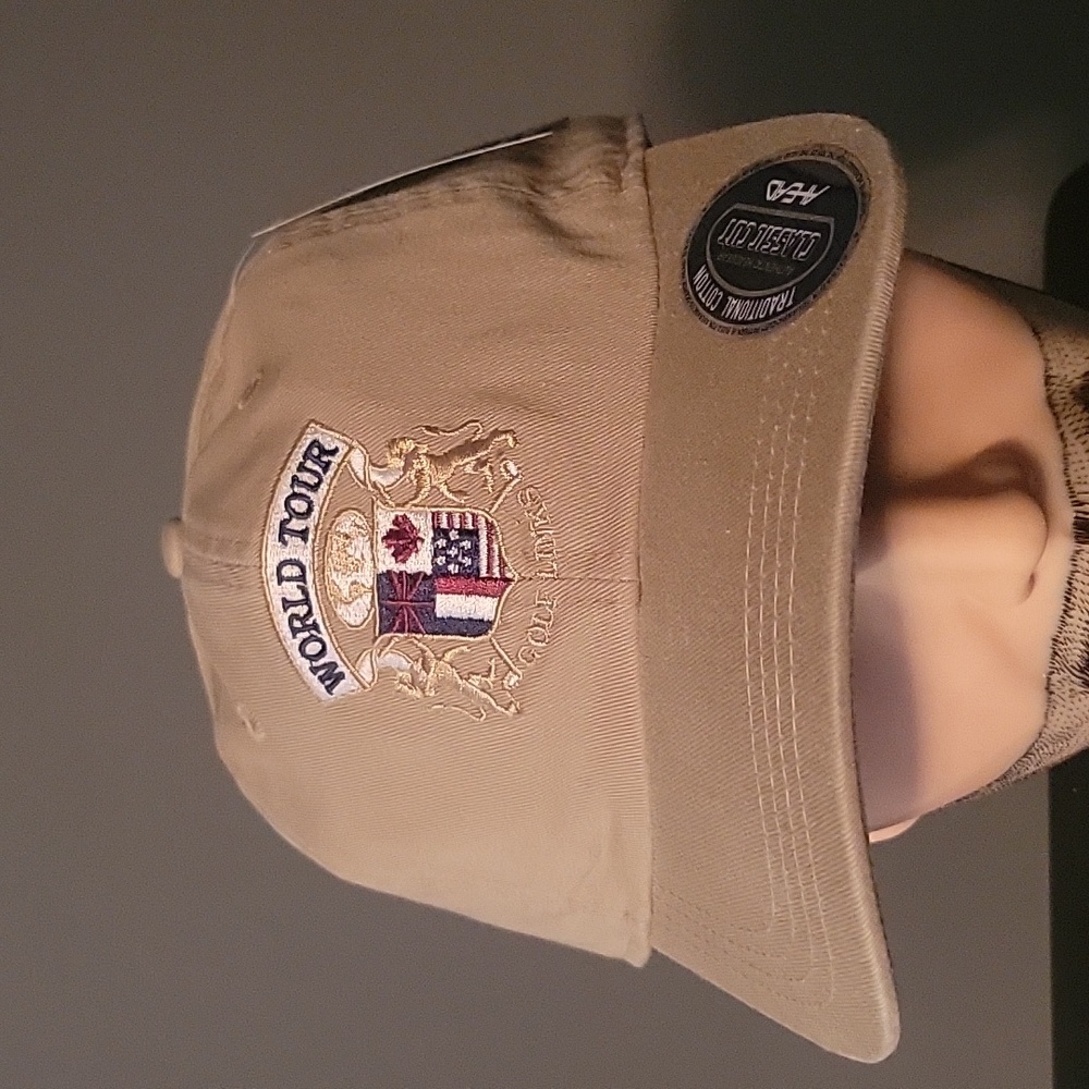 Golf Links World Tour AHEAD tan cap